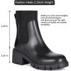 imageAthlefit Womens Chelsea Boots Fashion Slip on Platform Ankle Boots Lug Sole Chunky BootiesBlack