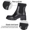 imageAthlefit Womens Chelsea Boots Fashion Slip on Platform Ankle Boots Lug Sole Chunky BootiesBlack