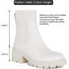 imageAthlefit Womens Chelsea Boots Fashion Slip on Platform Ankle Boots Lug Sole Chunky BootiesCream