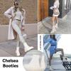imageAthlefit Womens Chelsea Boots Fashion Slip on Platform Ankle Boots Lug Sole Chunky BootiesCream
