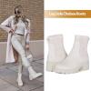 imageAthlefit Womens Chelsea Boots Fashion Slip on Platform Ankle Boots Lug Sole Chunky BootiesCream