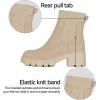 imageAthlefit Womens Chelsea Boots Fashion Slip on Platform Ankle Boots Lug Sole Chunky BootiesNude