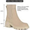 imageAthlefit Womens Chelsea Boots Fashion Slip on Platform Ankle Boots Lug Sole Chunky BootiesNude