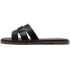 imageAthlefit Womens Flat Sandals Dressy Summer Square Open Toe Slip On Leather Slide SandalsBlack