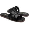 imageAthlefit Womens Flat Sandals Dressy Summer Square Open Toe Slip On Leather Slide SandalsBlack