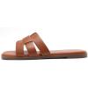 imageAthlefit Womens Flat Sandals Dressy Summer Square Open Toe Slip On Leather Slide SandalsBrown