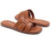 imageAthlefit Womens Flat Sandals Dressy Summer Square Open Toe Slip On Leather Slide SandalsBrown