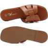 imageAthlefit Womens Flat Sandals Dressy Summer Square Open Toe Slip On Leather Slide SandalsBrown