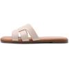 imageAthlefit Womens Flat Sandals Dressy Summer Square Open Toe Slip On Leather Slide SandalsNude