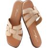 imageAthlefit Womens Flat Sandals Dressy Summer Square Open Toe Slip On Leather Slide SandalsRaffia
