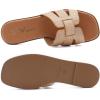 imageAthlefit Womens Flat Sandals Dressy Summer Square Open Toe Slip On Leather Slide SandalsRaffia
