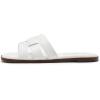 imageAthlefit Womens Flat Sandals Dressy Summer Square Open Toe Slip On Leather Slide SandalsWhite