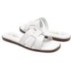 imageAthlefit Womens Flat Sandals Dressy Summer Square Open Toe Slip On Leather Slide SandalsWhite