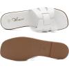 imageAthlefit Womens Flat Sandals Dressy Summer Square Open Toe Slip On Leather Slide SandalsWhite