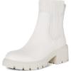 imageAthlefit Womens Chelsea Boots Fashion Slip on Platform Ankle Boots Lug Sole Chunky BootiesCream