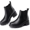 imageAthlefit Girls Ankle Boots Kids Comfortable Slip on Lug Sole Chelsea Booties for Toddler Little Kid Big KidsBlack