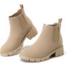 imageAthlefit Girls Ankle Boots Kids Comfortable Slip on Lug Sole Chelsea Booties for Toddler Little Kid Big KidsNude