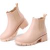 imageAthlefit Girls Ankle Boots Kids Comfortable Slip on Lug Sole Chelsea Booties for Toddler Little Kid Big KidsPink