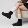 imageAthlefit Womens Chelsea Ankle Boots Comfortable Winter Short Leather Boots Fashion Slip On Elastic Sock Booties Wide WidthBlack