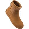 imageAthlefit Womens Chelsea Ankle Boots Comfortable Winter Short Leather Boots Fashion Slip On Elastic Sock Booties Wide WidthBrown