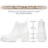 imageAthlefit Womens Chelsea Boots Fashion Lug Sole Chunky Heel Slip on Elastic Ankle BootiesAll White
