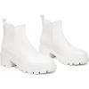 imageAthlefit Womens Chelsea Boots Fashion Lug Sole Chunky Heel Slip on Elastic Ankle BootiesAll White