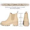 imageAthlefit Womens Chelsea Boots Fashion Lug Sole Chunky Heel Slip on Elastic Ankle BootiesApricot