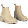 imageAthlefit Womens Chelsea Boots Fashion Lug Sole Chunky Heel Slip on Elastic Ankle BootiesApricot