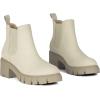 imageAthlefit Womens Chelsea Boots Fashion Lug Sole Chunky Heel Slip on Elastic Ankle BootiesBeige