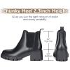 imageAthlefit Womens Chelsea Boots Fashion Lug Sole Chunky Heel Slip on Elastic Ankle BootiesBlack