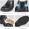 imageAthlefit Womens Chelsea Boots Fashion Lug Sole Chunky Heel Slip on Elastic Ankle BootiesBlack