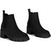imageAthlefit Womens Chelsea Boots Fashion Lug Sole Chunky Heel Slip on Elastic Ankle BootiesBlack Suede