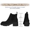 imageAthlefit Womens Chelsea Boots Fashion Lug Sole Chunky Heel Slip on Elastic Ankle BootiesBlack Suede