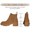 imageAthlefit Womens Chelsea Boots Fashion Lug Sole Chunky Heel Slip on Elastic Ankle BootiesBrown Suede