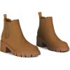 imageAthlefit Womens Chelsea Boots Fashion Lug Sole Chunky Heel Slip on Elastic Ankle BootiesBrown Suede