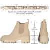 imageAthlefit Womens Chelsea Boots Fashion Lug Sole Chunky Heel Slip on Elastic Ankle BootiesNude
