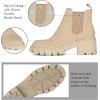 imageAthlefit Womens Chelsea Boots Fashion Lug Sole Chunky Heel Slip on Elastic Ankle BootiesNude