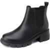 imageAthlefit Girls Ankle Boots Kids Comfortable Slip on Lug Sole Chelsea Booties for Toddler Little Kid Big KidsBlack