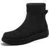 imageAthlefit Womens Chelsea Ankle Boots Comfortable Winter Short Leather Boots Fashion Slip On Elastic Sock Booties Wide WidthBlack