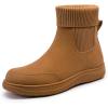 imageAthlefit Womens Chelsea Ankle Boots Comfortable Winter Short Leather Boots Fashion Slip On Elastic Sock Booties Wide WidthBrown
