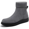 imageAthlefit Womens Chelsea Ankle Boots Comfortable Winter Short Leather Boots Fashion Slip On Elastic Sock Booties Wide WidthGrey