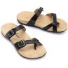 imageAthlefit Orthopedic Sandals for Women Wide Width Adjustable Comfort Orthotic Flip Flops with Arch SupportBlack