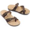 imageAthlefit Orthopedic Sandals for Women Wide Width Adjustable Comfort Orthotic Flip Flops with Arch SupportBrown