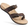 imageAthlefit Orthopedic Sandals for Women Wide Width Adjustable Comfort Orthotic Flip Flops with Arch SupportBrown