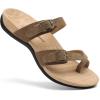 imageAthlefit Orthopedic Sandals for Women Wide Width Adjustable Comfort Orthotic Flip Flops with Arch SupportBrown Suede