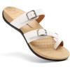 imageAthlefit Orthopedic Sandals for Women Wide Width Adjustable Comfort Orthotic Flip Flops with Arch SupportWhite