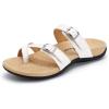 imageAthlefit Orthopedic Sandals for Women Wide Width Adjustable Comfort Orthotic Flip Flops with Arch SupportWhite
