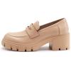 imageAthlefit Womens Platform Chunky Loafers Comfortable Slip on Lug Sole Business Loafer Shoes01 Apricot