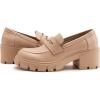 imageAthlefit Womens Platform Chunky Loafers Comfortable Slip on Lug Sole Business Loafer Shoes01 Apricot