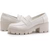 imageAthlefit Womens Platform Chunky Loafers Comfortable Slip on Lug Sole Business Loafer Shoes01 White